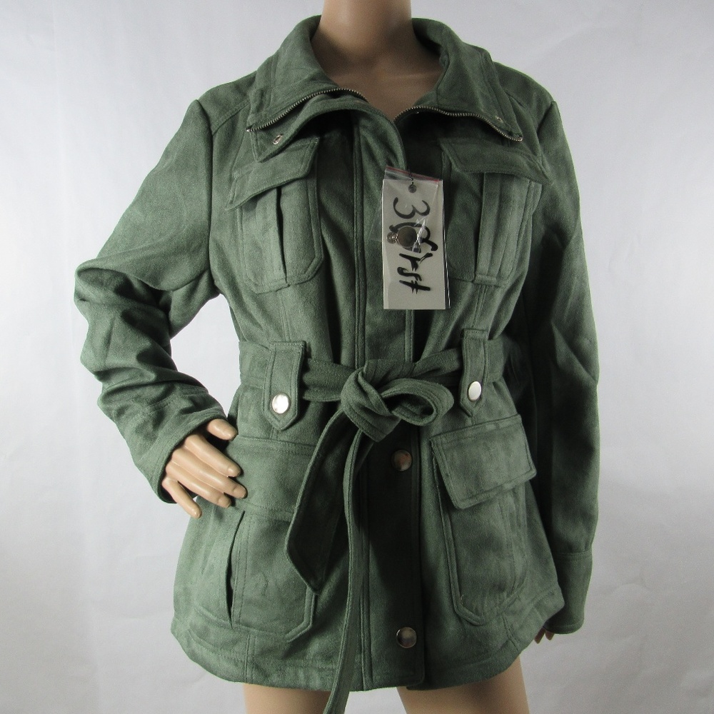 30 First Faux Suede Jacket Buttery Soft Belted